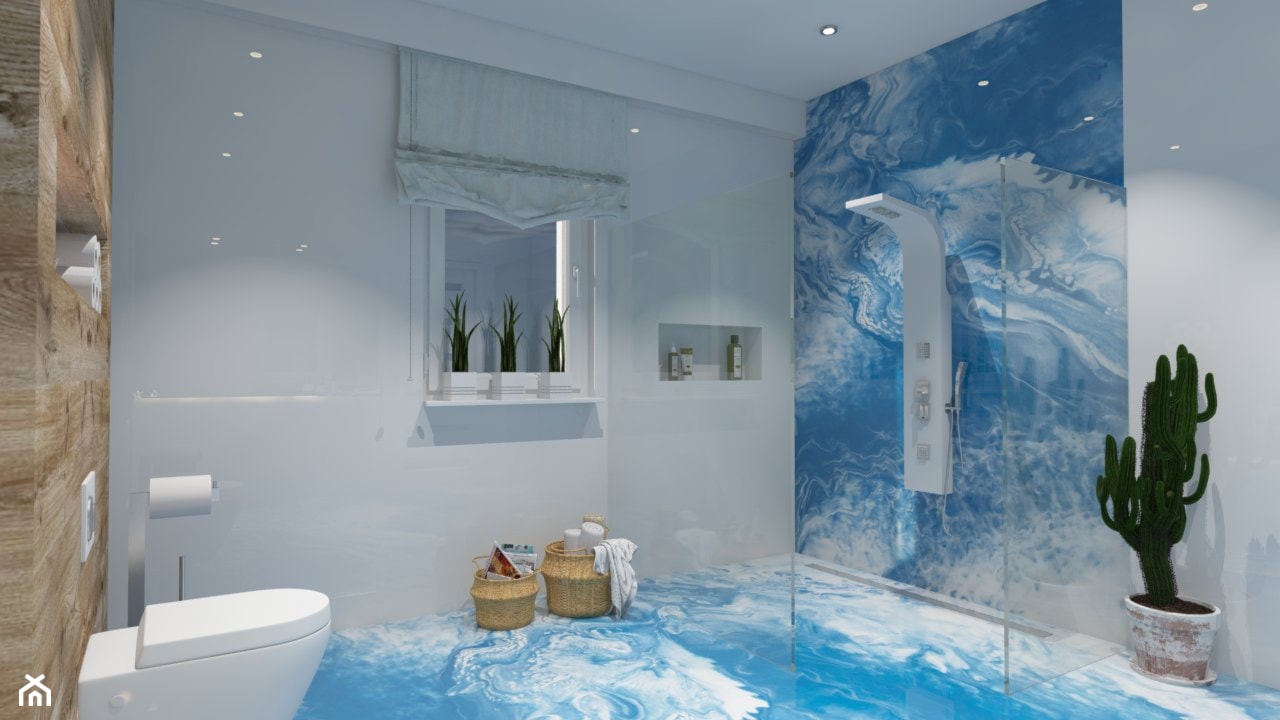 Łazienka w żywicy epoksydowej, podłoga 3D - zdjęcie od prokop_house - Homebook