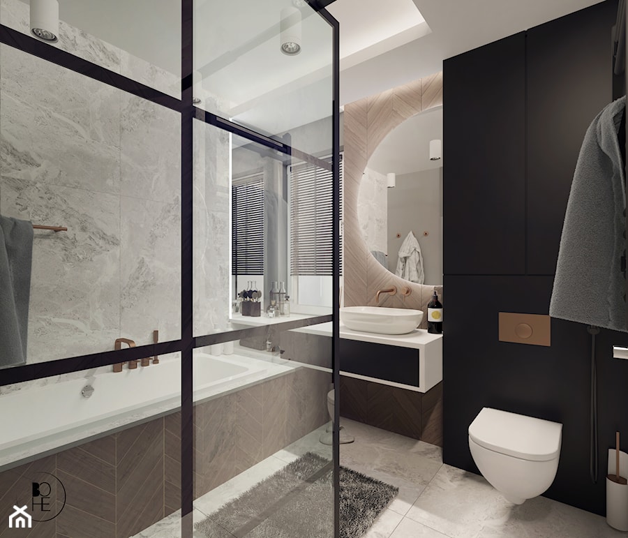 Projekt łazienki z wanną i prysznicem w Białymstoku - zdjęcie od BOHE Architektura