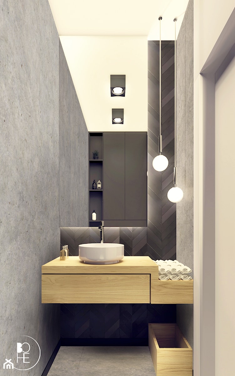 Projekt wnętrza małej toalety w Warszawie - płytki od mutina ceramics - zdjęcie od BOHE Architektura
