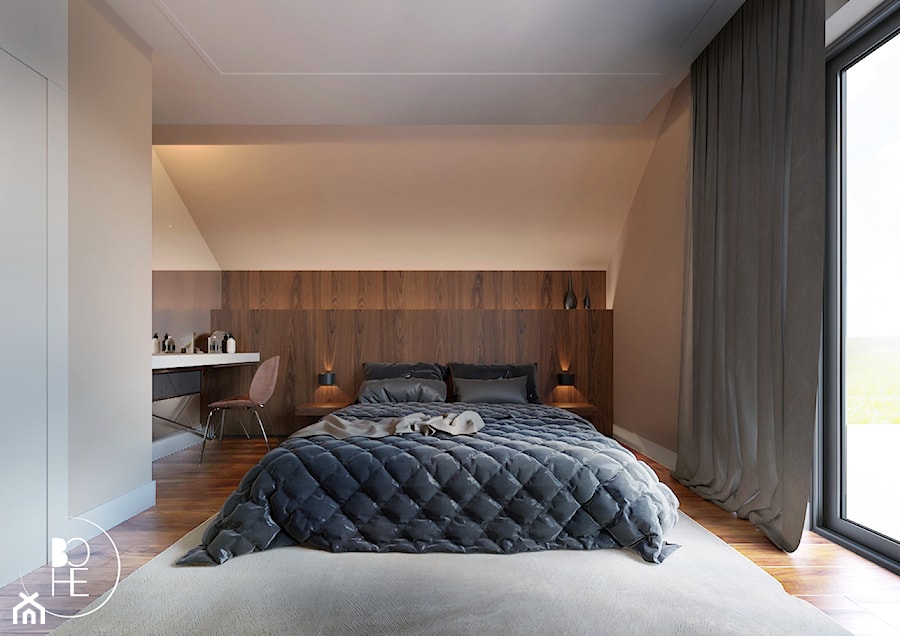 Projekt sypialni w domu jednorodzinnym w Białymstoku - zdjęcie od BOHE Architektura