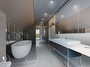 Projekt wnętrza dużej łazienki w domu w Białymstoku - zdjęcie od BOHE Architektura