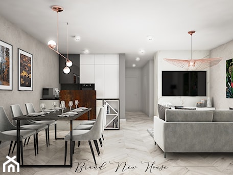 Aranżacje wnętrz - Jadalnia: Nowoczesny apartament - Jadalnia, styl nowoczesny - Brand New House. Przeglądaj, dodawaj i zapisuj najlepsze zdjęcia, pomysły i inspiracje designerskie. W bazie mamy już prawie milion fotografii!