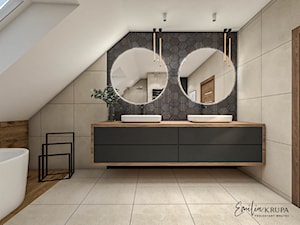industrialna łazienka okrągłe lustra - zdjęcie od Emilia Krupa Projektant Wnetrz