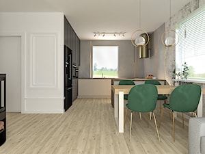 Salon z aneksem kuchennym i jadalnią - zdjęcie od Emilia Krupa Projektant Wnetrz