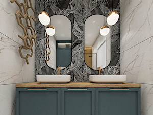 Łazienka z tapetą i złotem - zdjęcie od Emilia Krupa Projektant Wnetrz