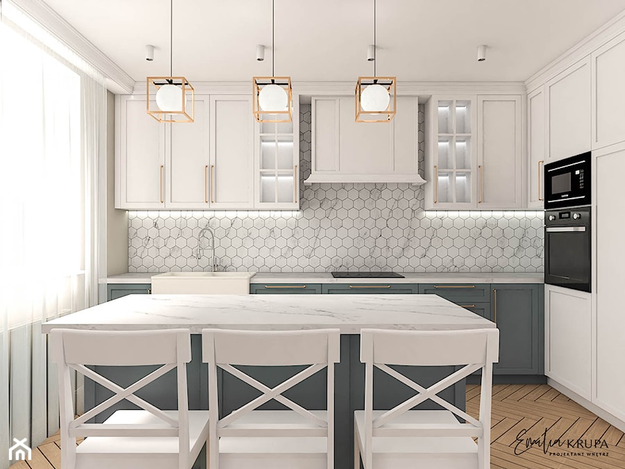 Aneks kuchenny w stylu Hampton - zdjęcie od Emilia Krupa Projektant Wnetrz
