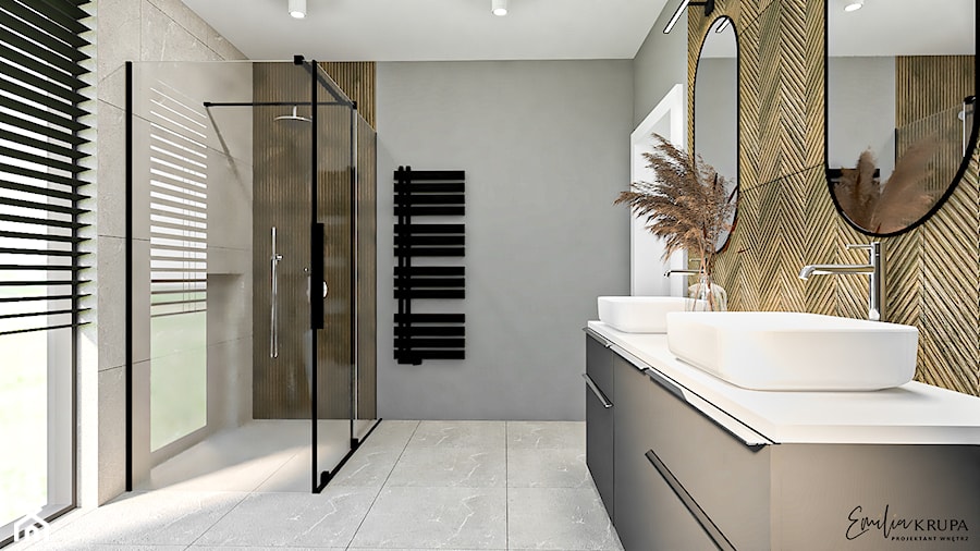 Łazienka z wanną wolnostojącą i prysznicem - zdjęcie od Emilia Krupa Projektant Wnetrz