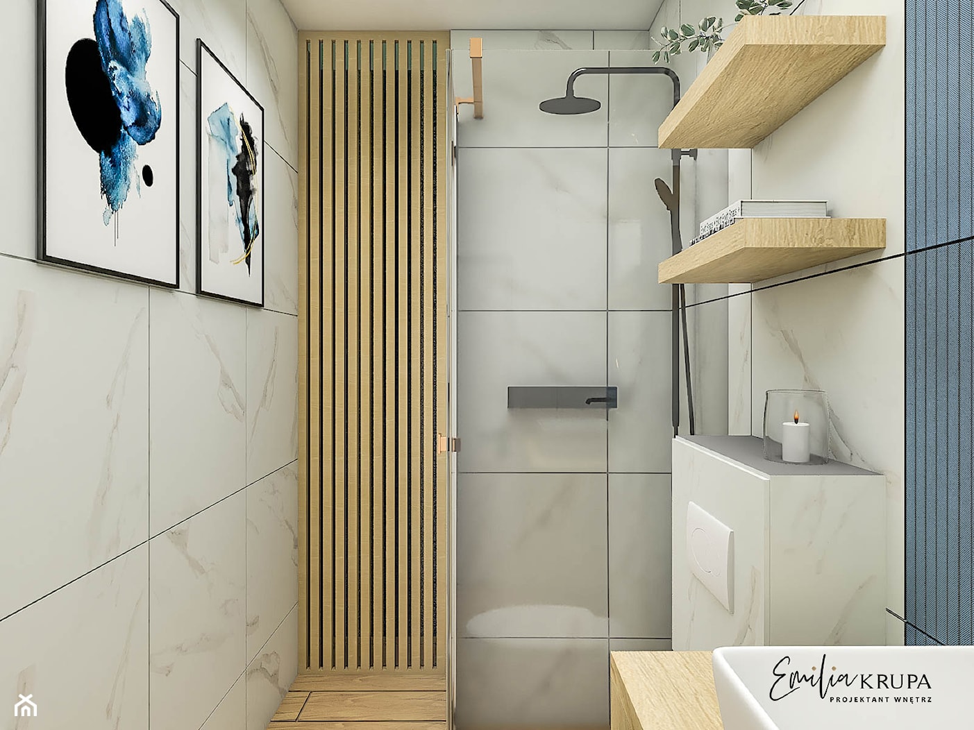 nowoczesna łazienka marmur - zdjęcie od Emilia Krupa Projektant Wnetrz - Homebook