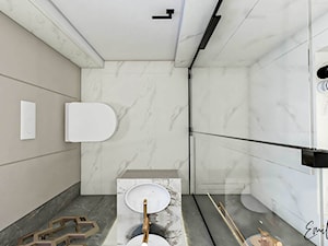 Elegancka łazienka, złoto i beż - zdjęcie od Emilia Krupa Projektant Wnetrz