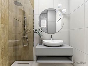 Nowoczesna łazienka z okrągłym lustrem - zdjęcie od Emilia Krupa Projektant Wnetrz