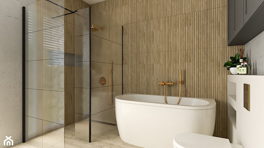 łazienka z prysznicem i wanną - zdjęcie od Emilia Krupa Projektant Wnetrz