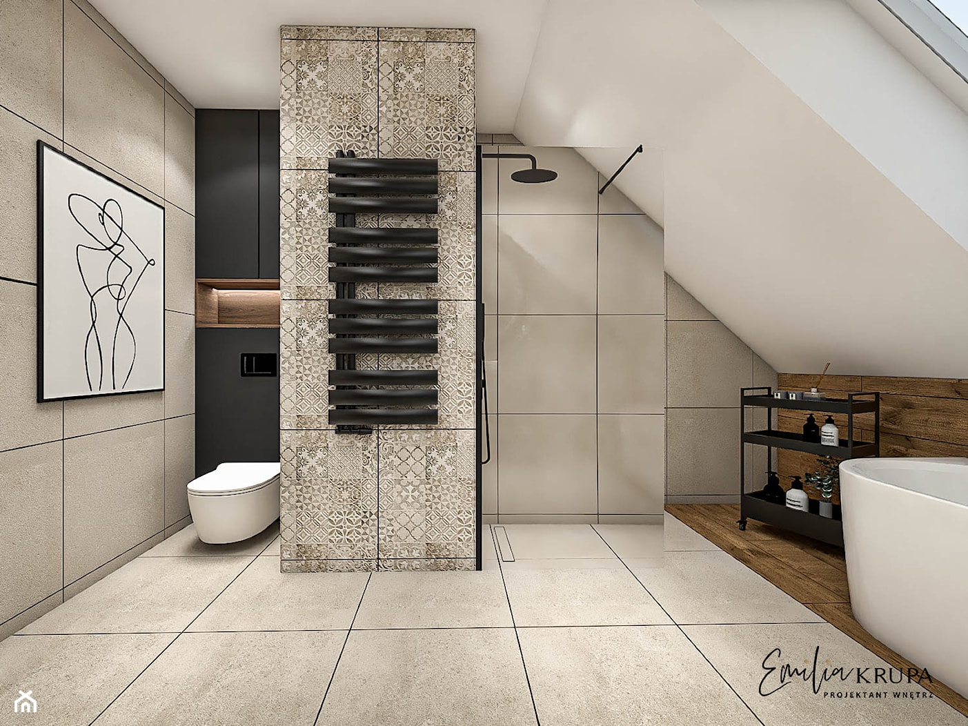 nowoczesna łazienka beton - zdjęcie od Emilia Krupa Projektant Wnetrz - Homebook