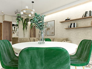 Nowoczesny salon z butelkową zielenią - zdjęcie od Emilia Krupa Projektant Wnetrz