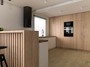 Nowoczesna kuchnia drewno i biel - zdjęcie od Emilia Krupa Projektant Wnetrz
