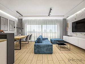 nowoczesny salon z marmurem - zdjęcie od Emilia Krupa Projektant Wnetrz