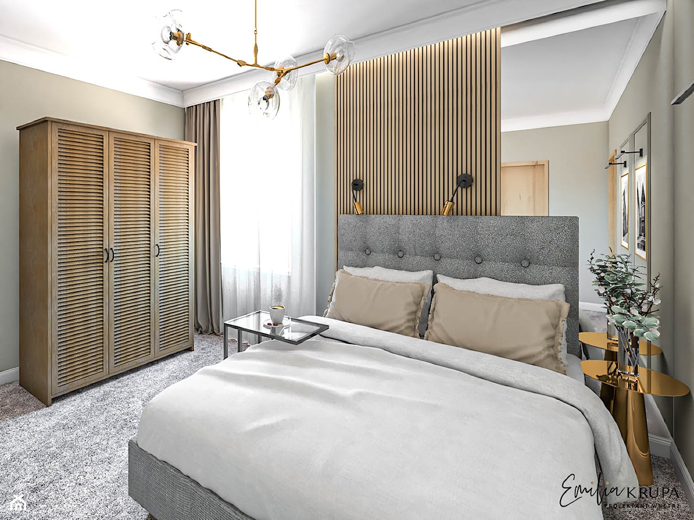 Pokój hotelowy, lamele - zdjęcie od Emilia Krupa Projektant Wnetrz - Homebook