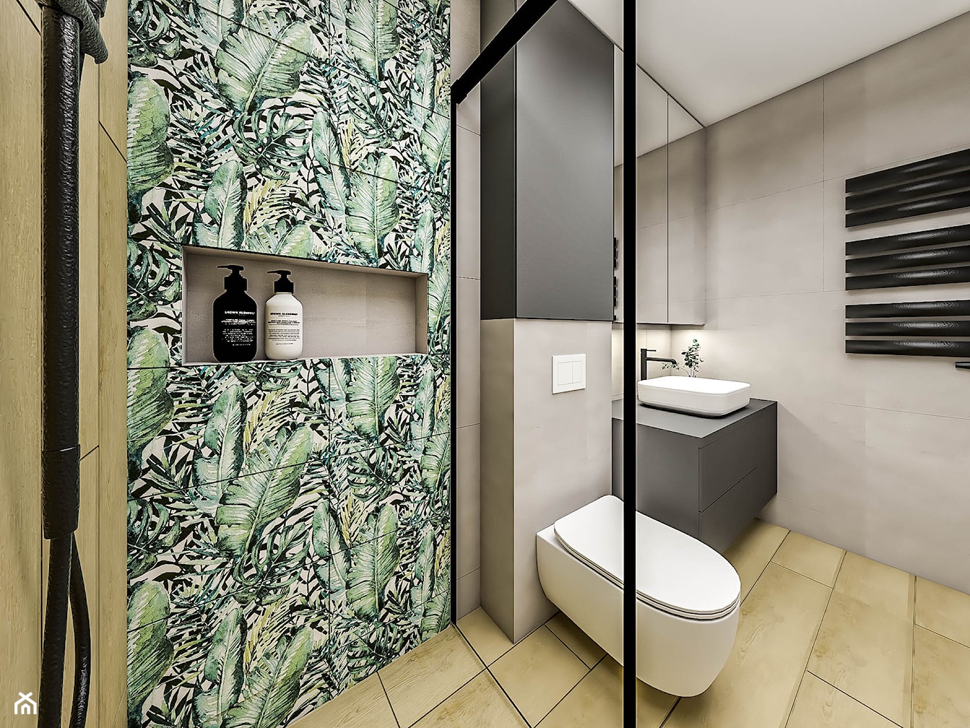 Łazienka z prysznicem tropikalne liście - zdjęcie od Emilia Krupa Projektant Wnetrz - Homebook
