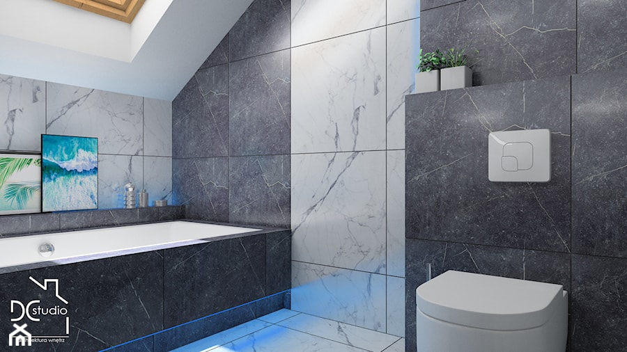 Grafitowy marmur - łazienka na poddaszu - Łazienka, styl nowoczesny - zdjęcie od Design Concept Studio Architektura Wnętrz