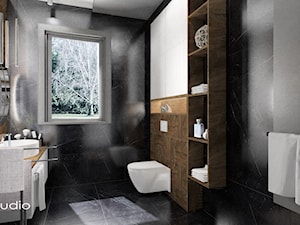 Łazienka w czerni z kabiną walk - in - Łazienka, styl nowoczesny - zdjęcie od Design Concept Studio Architektura Wnętrz
