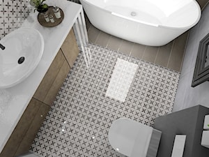 Biało - szara łazienka na poddaszu - zdjęcie od Design Concept Studio Architektura Wnętrz