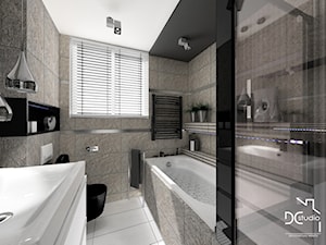 Black & beige bathroom - Średnia z punktowym oświetleniem łazienka z oknem, styl nowoczesny - zdjęcie od Design Concept Studio Architektura Wnętrz