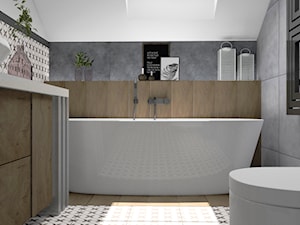Biało- szara łazienka na poddaszu - zdjęcie od Design Concept Studio Architektura Wnętrz