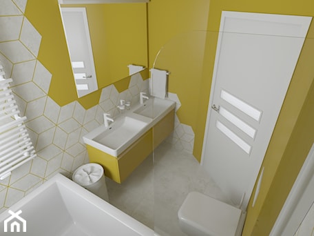 Aranżacje wnętrz - Łazienka: Trzy kolory łazienki - Żółta - dekoton. Przeglądaj, dodawaj i zapisuj najlepsze zdjęcia, pomysły i inspiracje designerskie. W bazie mamy już prawie milion fotografii!
