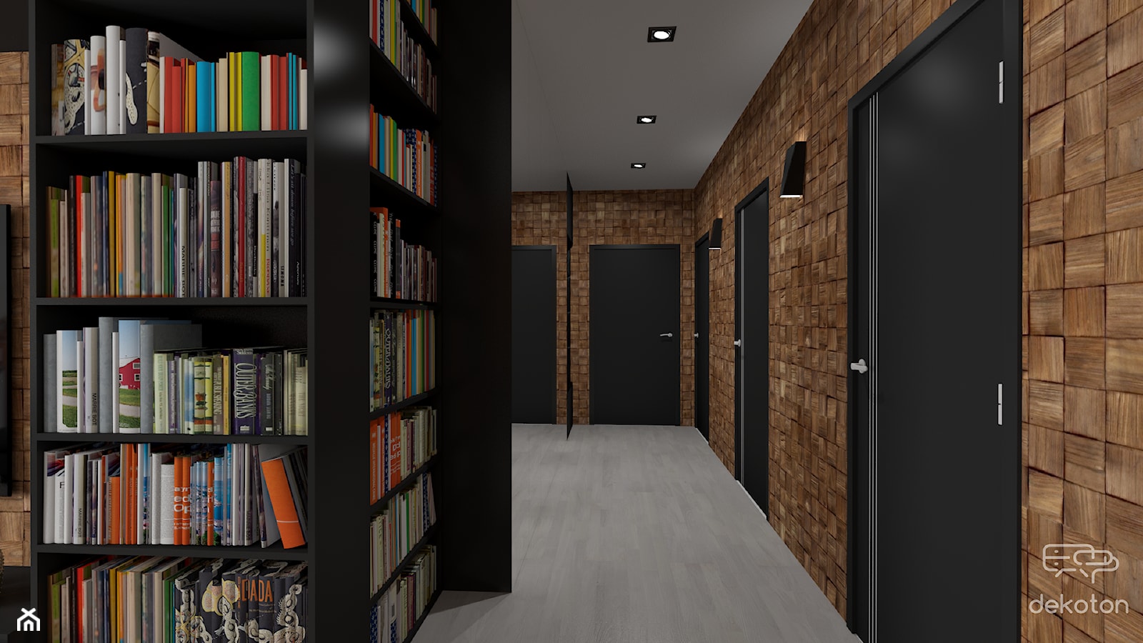 Nowoczesne mieszkanie w czerni i drewnie - Hol / przedpokój, styl nowoczesny - zdjęcie od dekoton - Homebook