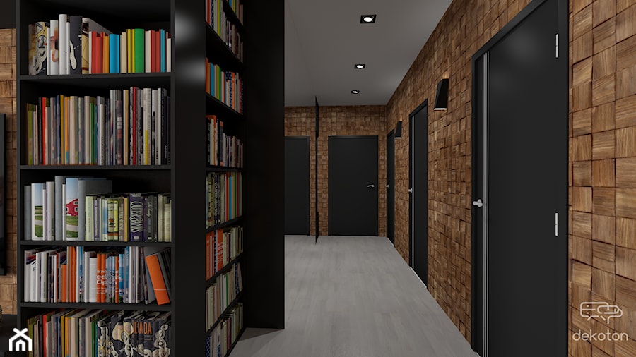 Nowoczesne mieszkanie w czerni i drewnie - Hol / przedpokój, styl nowoczesny - zdjęcie od dekoton
