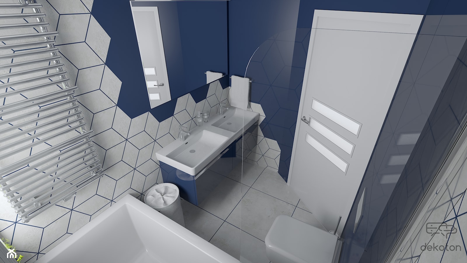 Trzy kolory łazienki - Niebieska - zdjęcie od dekoton - Homebook