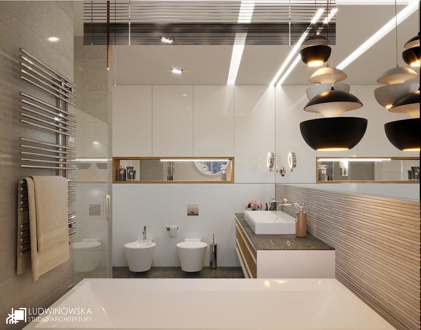 RIFLESSO - Średnia bez okna łazienka, styl minimalistyczny - zdjęcie od Ludwinowska Studio Architektury - Homebook