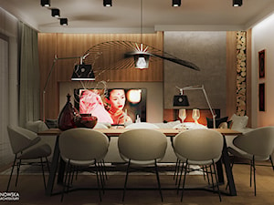 GEISHA - Średnia beżowa biała szara jadalnia w salonie, styl nowoczesny - zdjęcie od Ludwinowska Studio Architektury