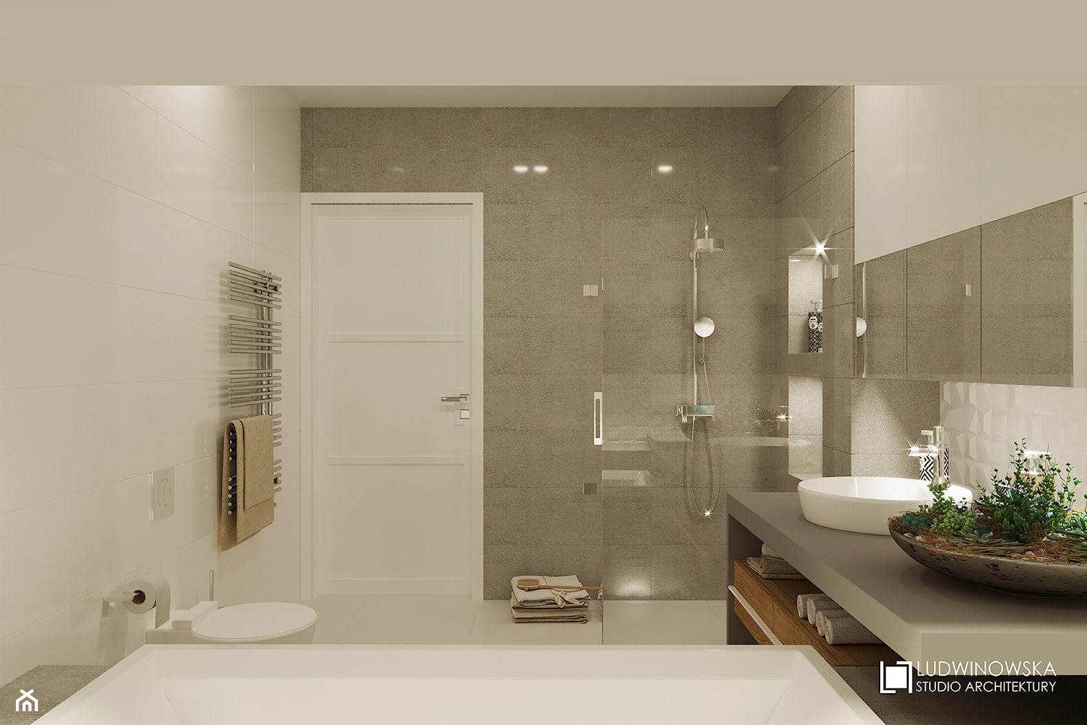 RIFLESSO - Średnia na poddaszu bez okna łazienka, styl minimalistyczny - zdjęcie od Ludwinowska Studio Architektury - Homebook