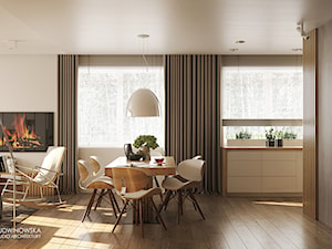 FOREST HOME - Średnia biała jadalnia w salonie w kuchni, styl skandynawski - zdjęcie od Ludwinowska Studio Architektury