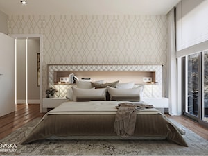 CAFFE LATTE - Średnia biała szara sypialnia, styl nowoczesny - zdjęcie od Ludwinowska Studio Architektury