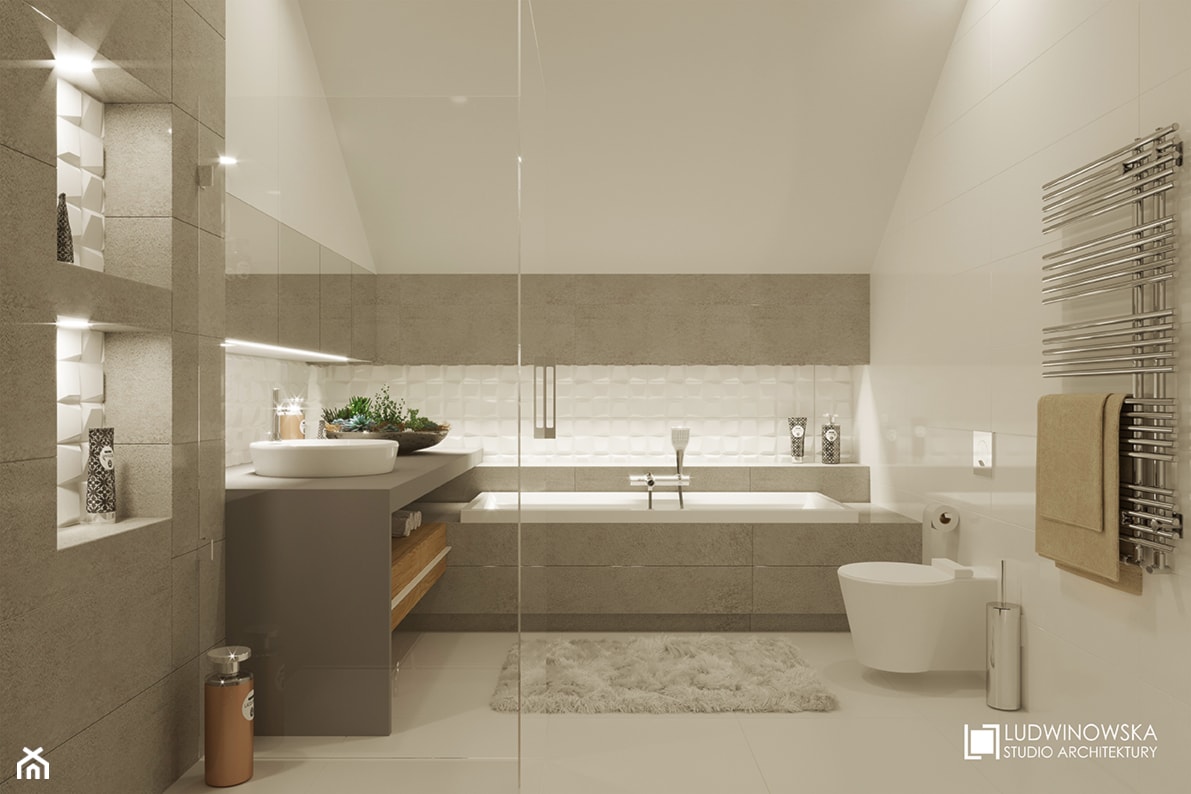 RIFLESSO - Średnia na poddaszu bez okna łazienka, styl minimalistyczny - zdjęcie od Ludwinowska Studio Architektury - Homebook