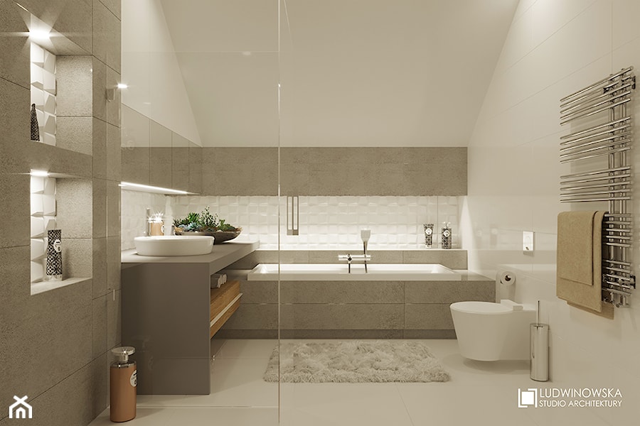 RIFLESSO - Średnia na poddaszu bez okna łazienka, styl minimalistyczny - zdjęcie od Ludwinowska Studio Architektury