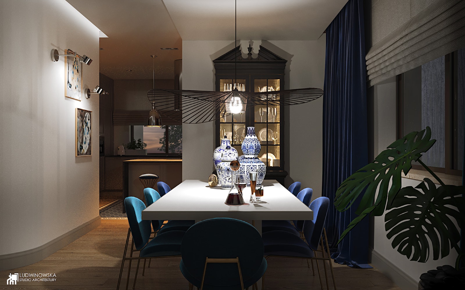 NOCTURNE - Średnia biała jadalnia jako osobne pomieszczenie, styl nowoczesny - zdjęcie od Ludwinowska Studio Architektury - Homebook