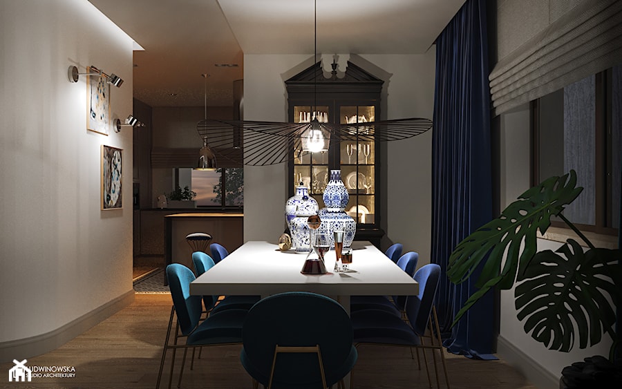 NOCTURNE - Średnia biała jadalnia jako osobne pomieszczenie, styl nowoczesny - zdjęcie od Ludwinowska Studio Architektury
