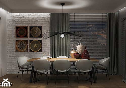 GEISHA - Duża szara jadalnia jako osobne pomieszczenie, styl nowoczesny - zdjęcie od Ludwinowska Studio Architektury