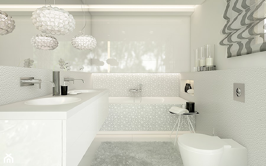 Średnia z dwoma umywalkami łazienka, styl minimalistyczny - zdjęcie od Ludwinowska Studio Architektury