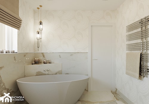 Średnia z marmurową podłogą łazienka z oknem, styl glamour - zdjęcie od Ludwinowska Studio Architektury