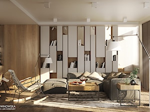 FOREST HOME - Średni szary salon z jadalnią, styl skandynawski - zdjęcie od Ludwinowska Studio Architektury