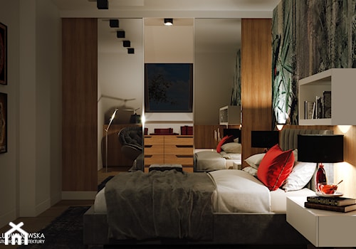 GEISHA - Średnia szara sypialnia, styl nowoczesny - zdjęcie od Ludwinowska Studio Architektury