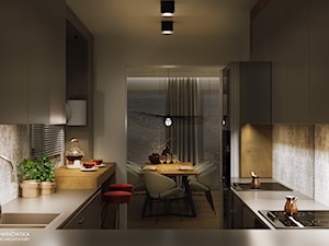 GEISHA - Średnia otwarta z zabudowaną lodówką z podblatowym zlewozmywakiem kuchnia w kształcie litery u z oknem, styl skandynawski - zdjęcie od Ludwinowska Studio Architektury