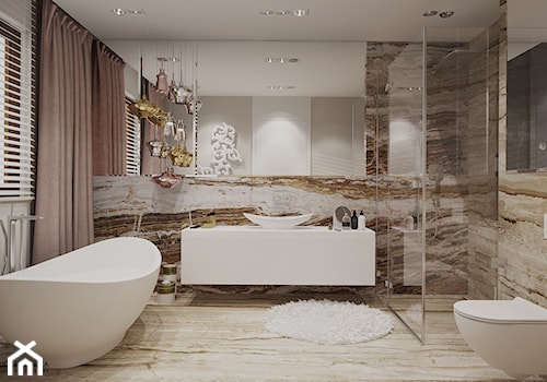 Piękna łazienka w kamieniu - zdjęcie od Ludwinowska Studio Architektury