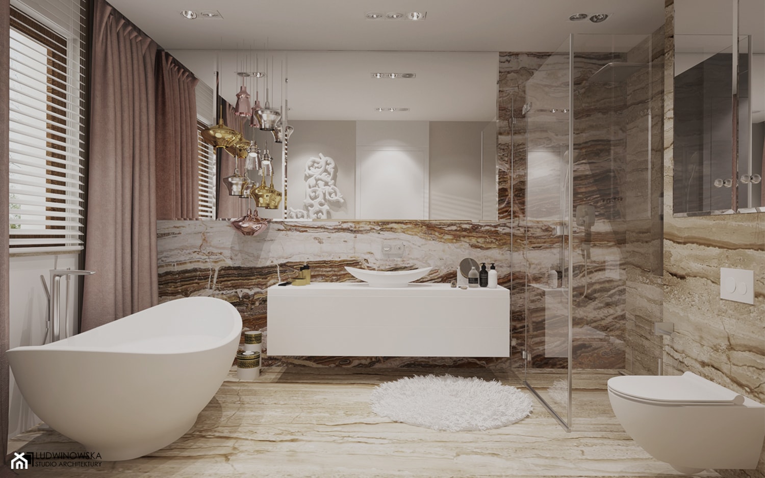 Piękna łazienka w kamieniu - zdjęcie od Ludwinowska Studio Architektury - Homebook