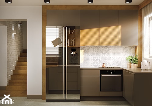 GEISHA - Średnia otwarta biała z zabudowaną lodówką kuchnia w kształcie litery l z oknem, styl skandynawski - zdjęcie od Ludwinowska Studio Architektury