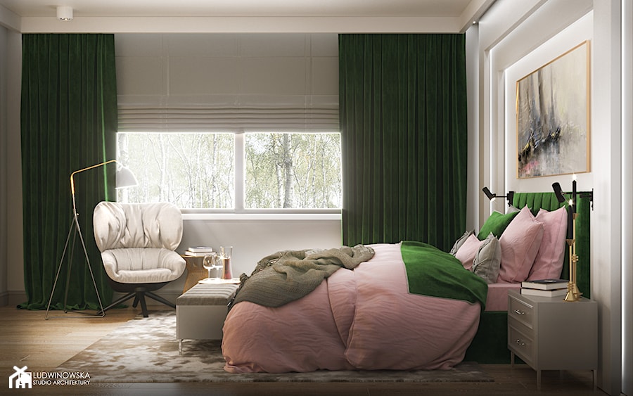 NOCTURNE - Duża szara sypialnia, styl nowoczesny - zdjęcie od Ludwinowska Studio Architektury