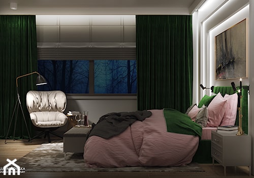 NOCTURNE - Duża szara sypialnia, styl nowoczesny - zdjęcie od Ludwinowska Studio Architektury